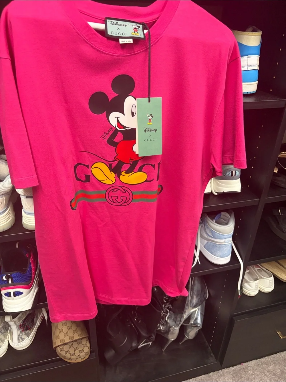 Gucci Hot Pink Mickey Graphic Short Sleeve Tee